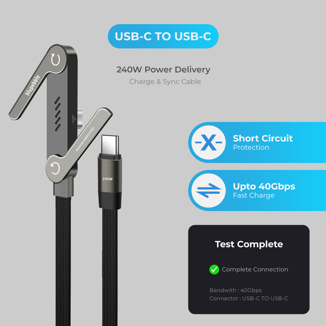 BLUPEBBLE POWERFLOW AXIS USB-C TO USB-C 240W BRAIDED CABLE W STAND GRAY BP-PFAXIS1.2M240W-GY thumbnail 11