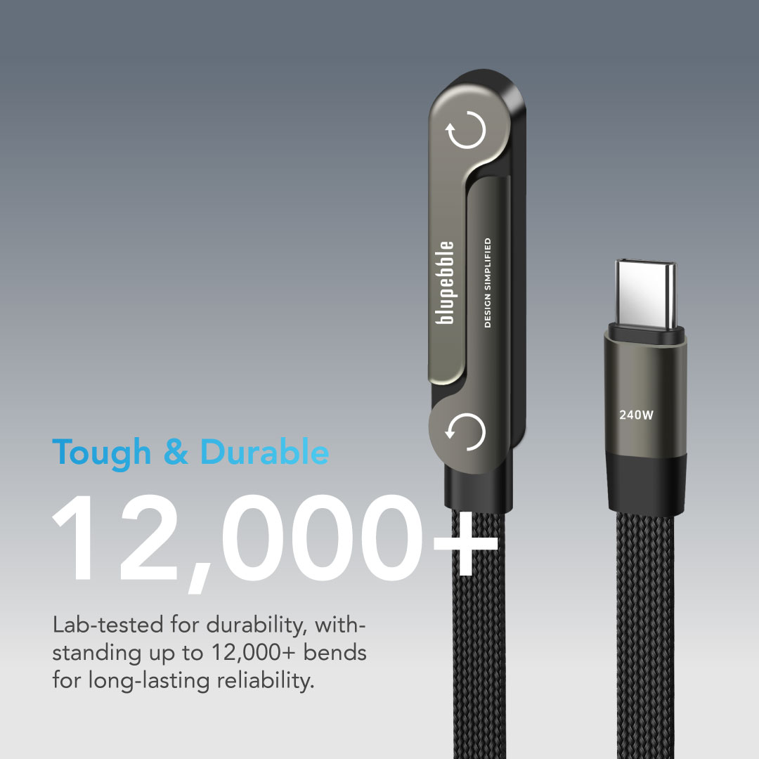 BLUPEBBLE POWERFLOW AXIS USB-C TO USB-C 240W BRAIDED CABLE W STAND GRAY BP-PFAXIS1.2M240W-GY thumbnail 10