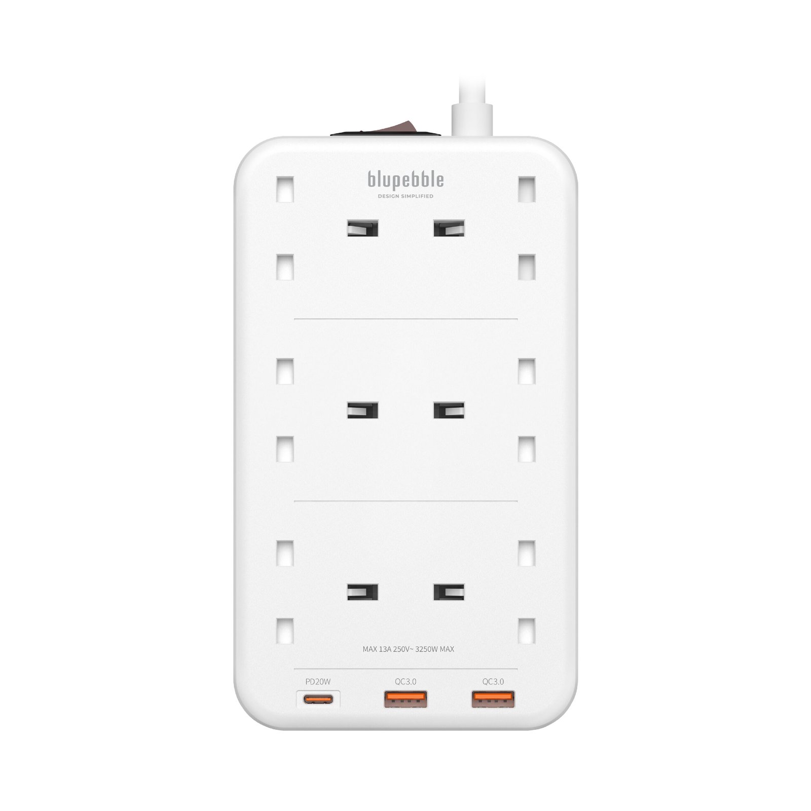 BLUPEBBLE 6 PLUG SURGE PROTECTION POWER STRIP WHITE BP-PSRTIP6-WH thumbnail 14
