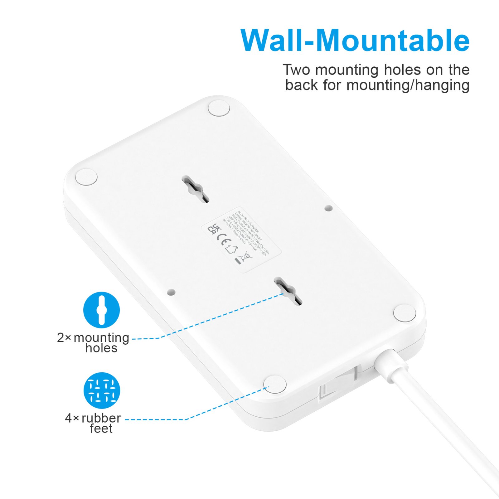 BLUPEBBLE 6 PLUG SURGE PROTECTION POWER STRIP WHITE BP-PSRTIP6-WH thumbnail 13