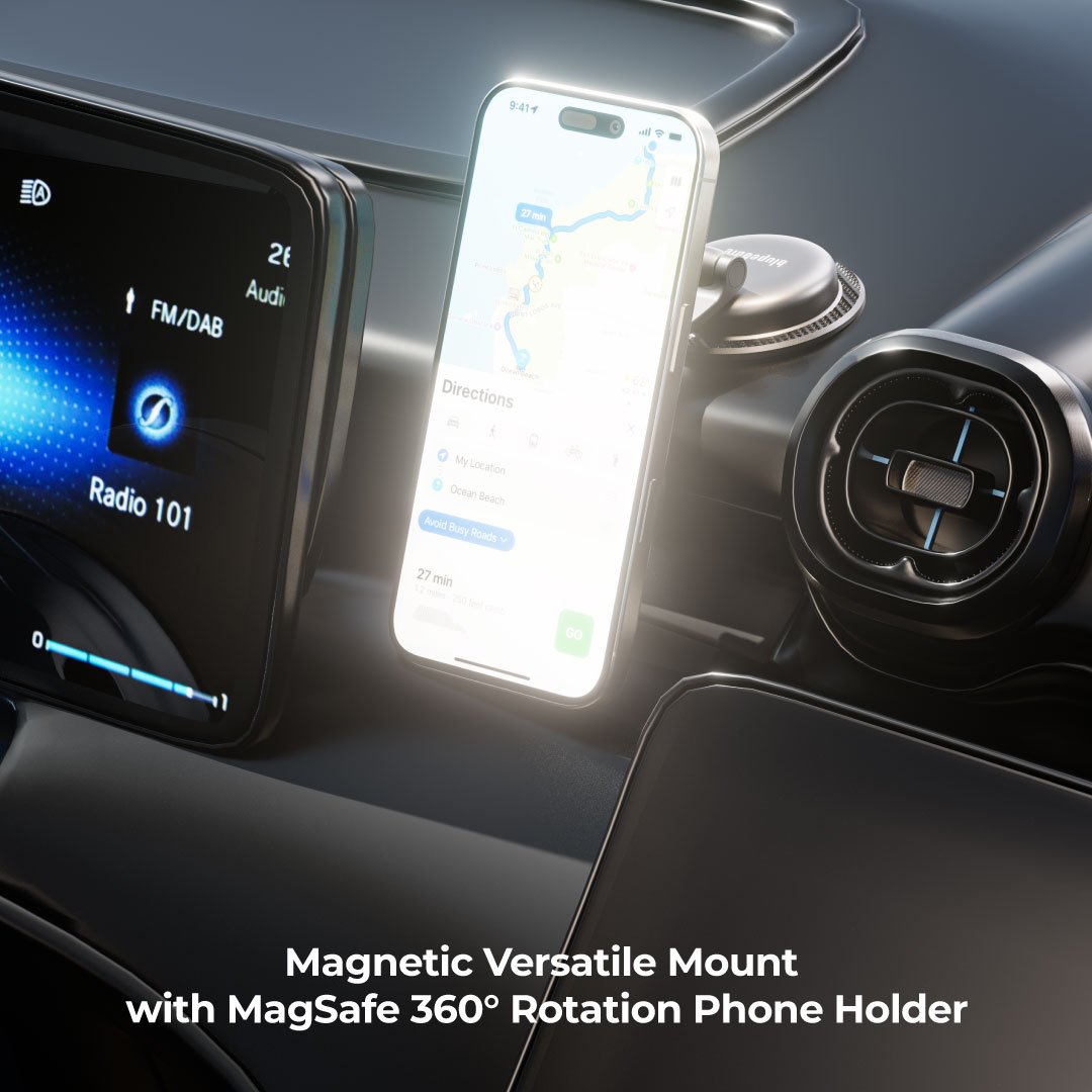 Blupebble Road Mag Magnetic Versatile Mount with MagSafe | 360° Rotation Phone Holder - Black BP-ROADMAG-BK thumbnail 8