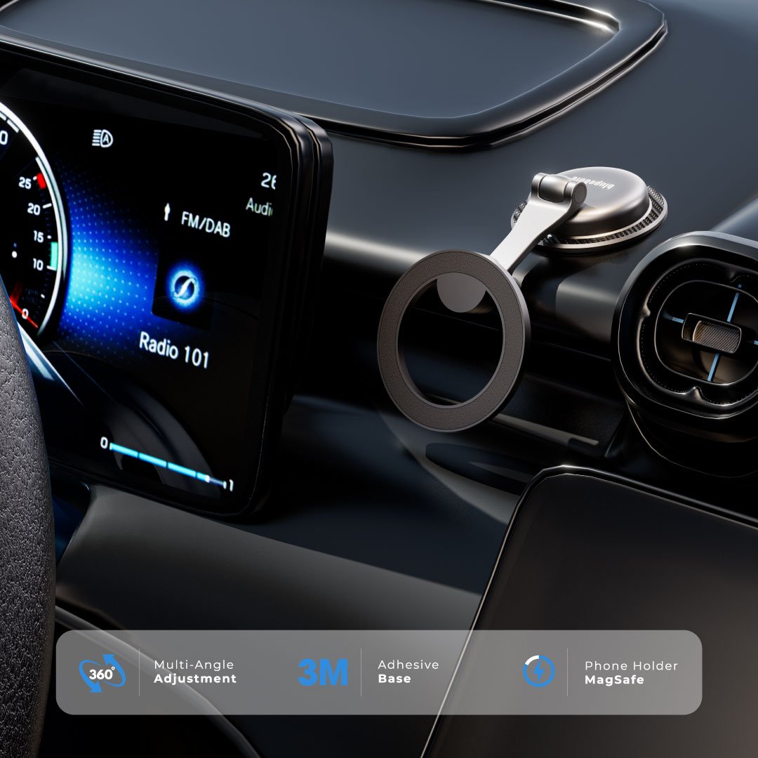 Blupebble Road Mag Magnetic Versatile Mount with MagSafe | 360° Rotation Phone Holder - Black BP-ROADMAG-BK thumbnail 12