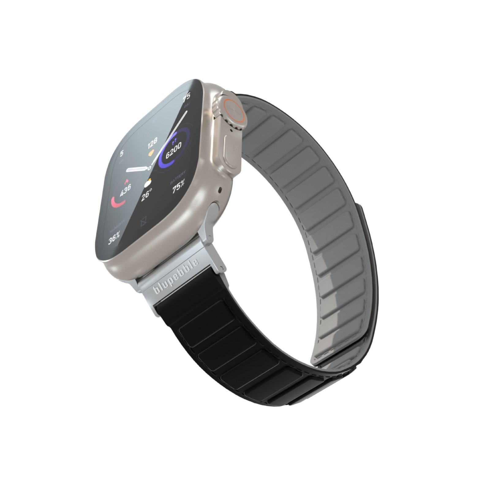 BLUPEBBLE SASS PORDOI SILICONE REVERSIBLE MAGNETIC STRAP 49/45/44/42MM BLACK/GREY BP-SPORDOI49-BKGY thumbnail 8