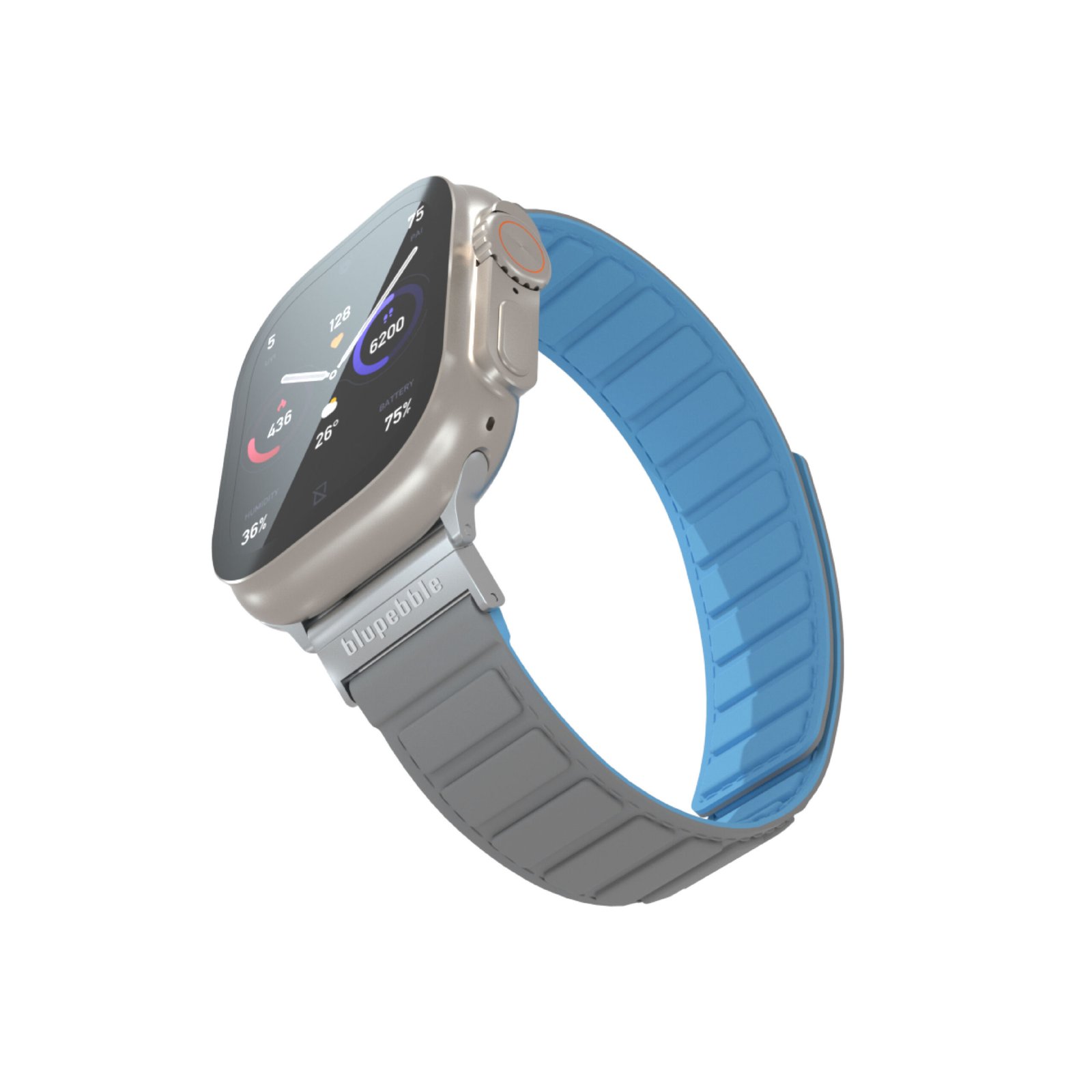 BLUPEBBLE TRESERO SILICONE REVERSIBLE MAGNETIC STRAP 49/45/44/42MM GREY/BLUE BP-TRESERO49-GYBL thumbnail 9