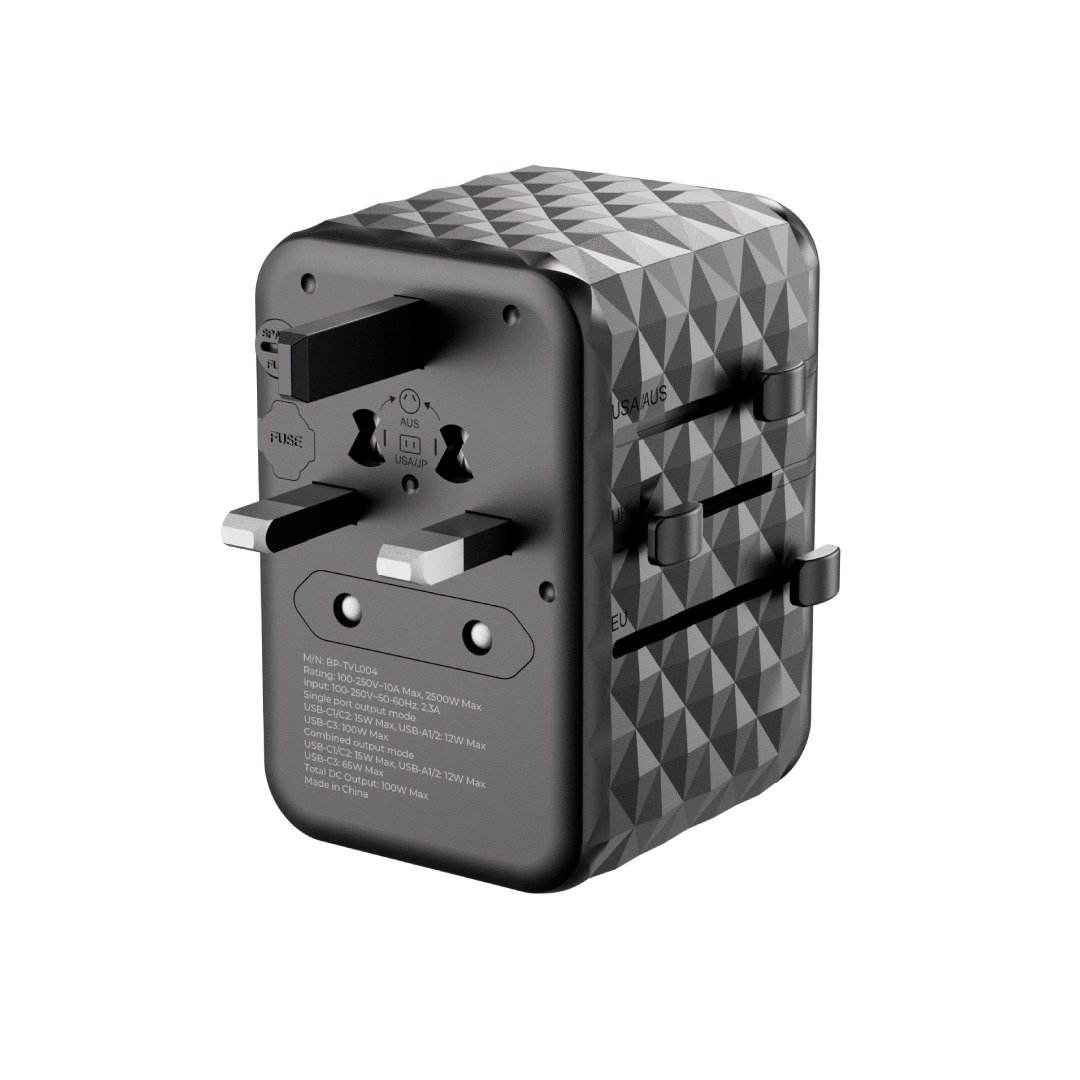 Blupebble Passport 4 World Travel Adapter - Featuring GAN III Tech, 100W Power, 3 USB-C, and 2 USB-A Ports for Ultimate Convenience : Power Up Anywhere thumbnail 21