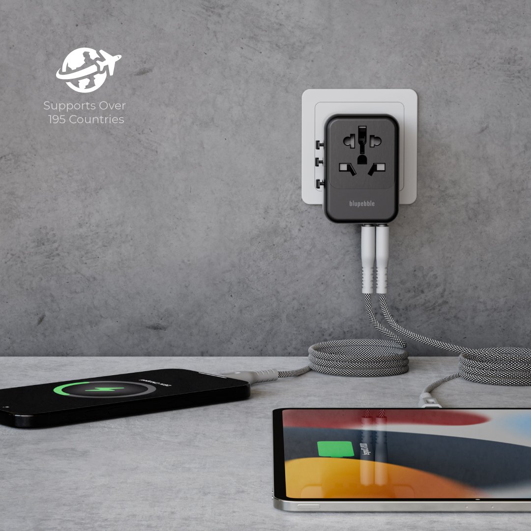 Bluepebble Passport 5 World Travel Adapter with GaN III Tech - 35W, 3 USB-C & 2 USB-A BP-TVL005 thumbnail 7
