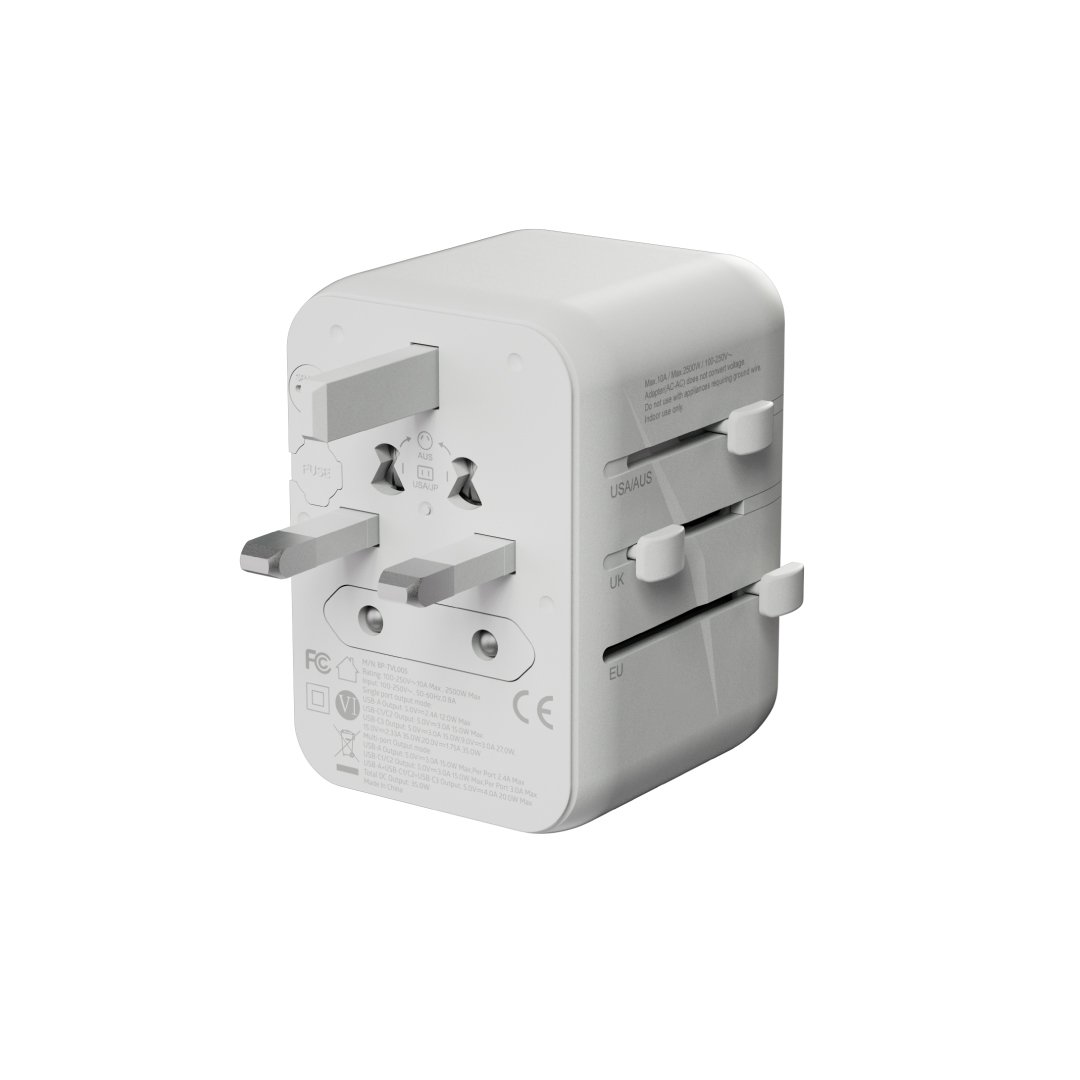 Bluepebble Passport 5 World Travel Adapter with GaN III Tech - 35W, 3 USB-C & 2 USB-A BP-TVL005 thumbnail 18
