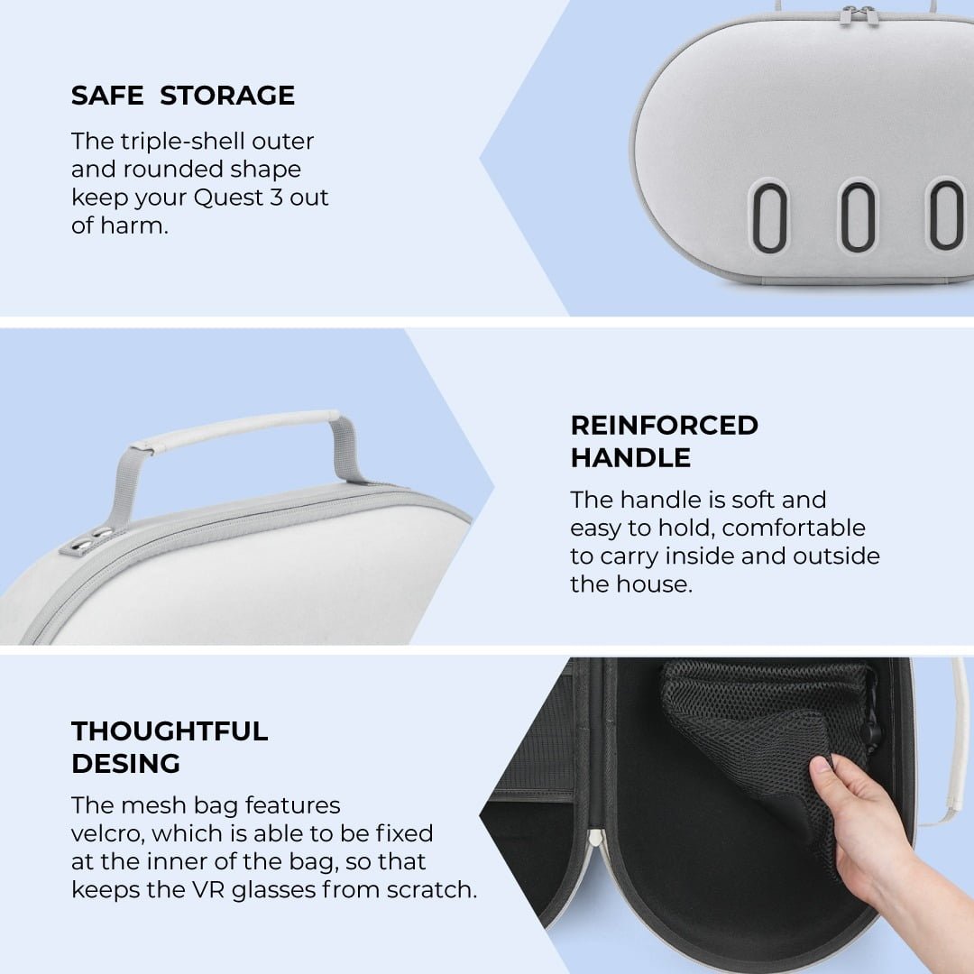 BLUPEBBLE ALL IN ONE PEBBLE CASE FOR META QUEST 3 WHITE BP-VRQ3PEBBAG-WH thumbnail 13