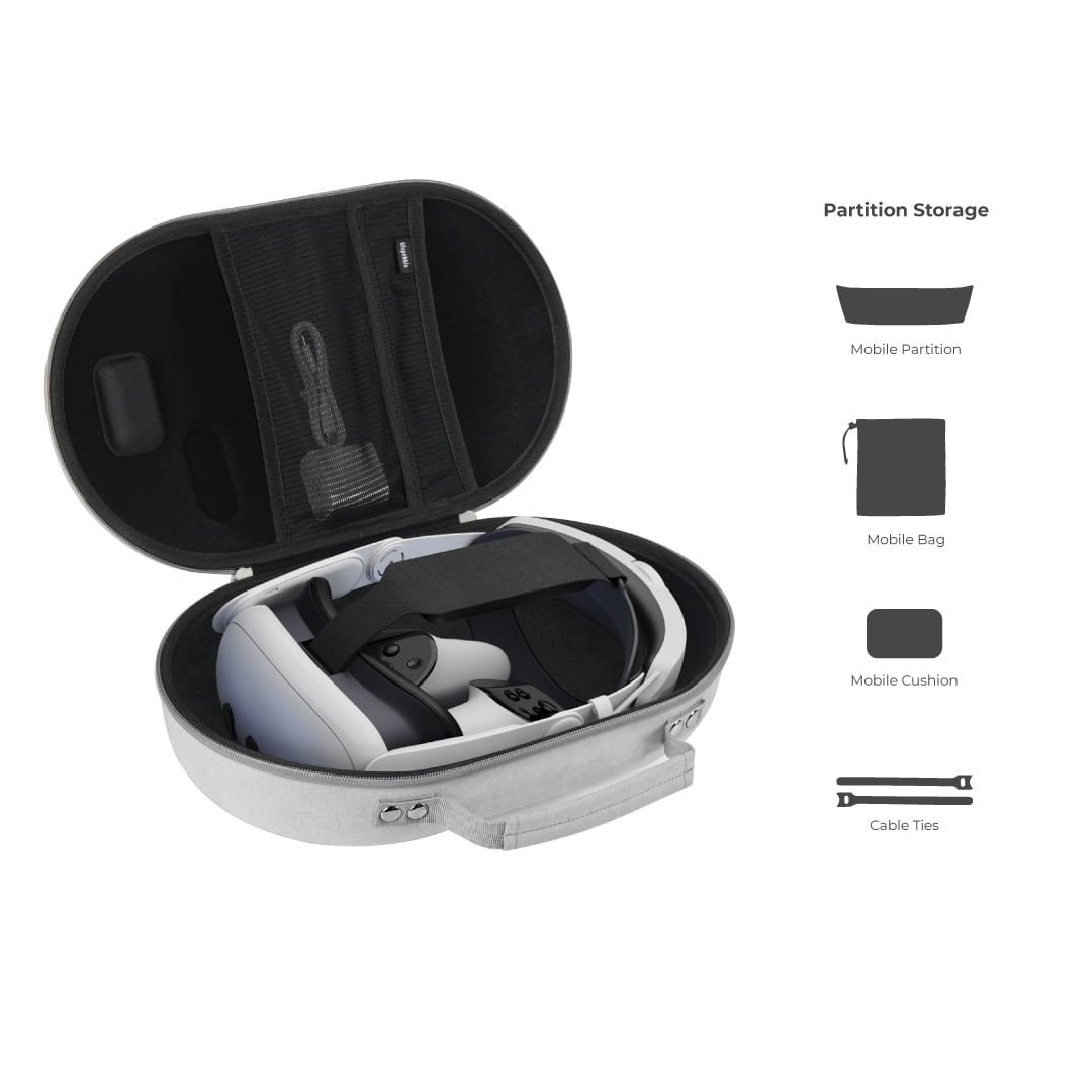 BLUPEBBLE ALL IN ONE PEBBLE CASE FOR META QUEST 3 WHITE BP-VRQ3PEBBAG-WH thumbnail 4