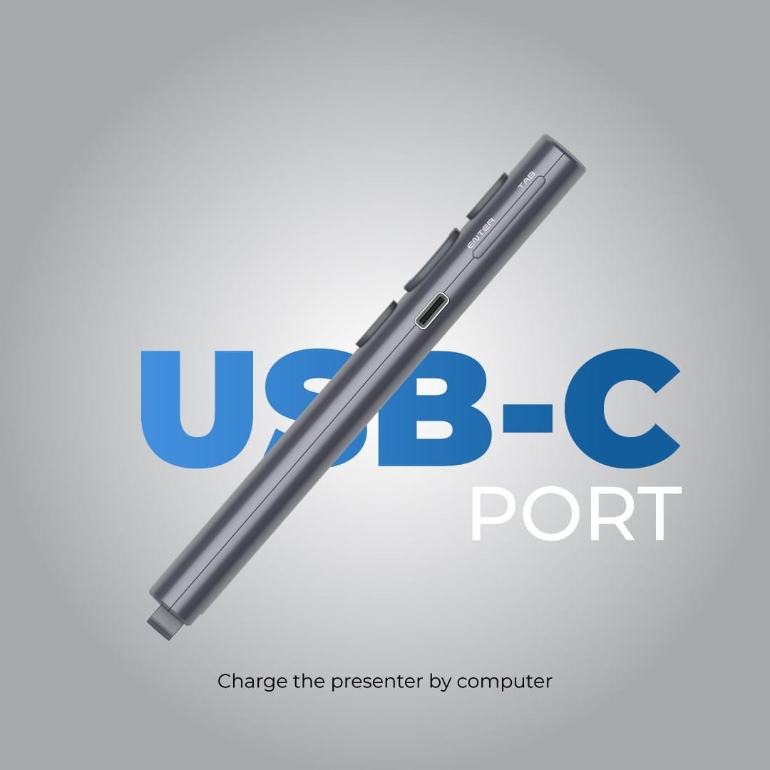 BLUPEBBLE WAND REMOTE PRESENTER WITH USB-A AND USB-C RECEIVER GREY BP-WANDV1-GY thumbnail 15