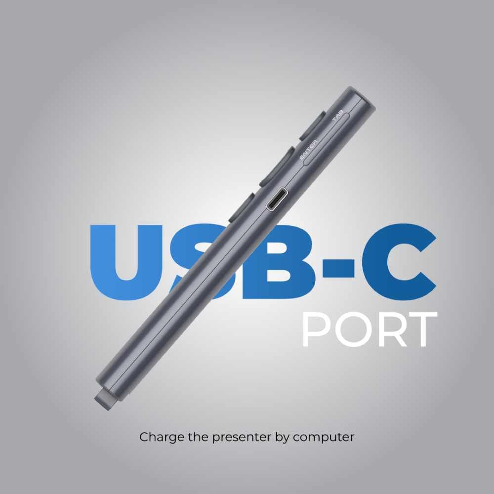 BLUPEBBLE WAND REMOTE BT PRESENTER WITH USB A & USB C RECEIVER GREY BP-WANDBT-GY thumbnail 15