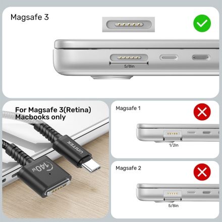 UNITEK PD 3.1 USB C TO MAGNETIC 3 CHARGING CABLE PD 140W 3M BLACK C14121BK-3M thumbnail 6