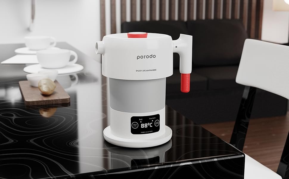 Porodo Portable Folding Electric Kettle White PD-KTLD600-WH thumbnail 3
