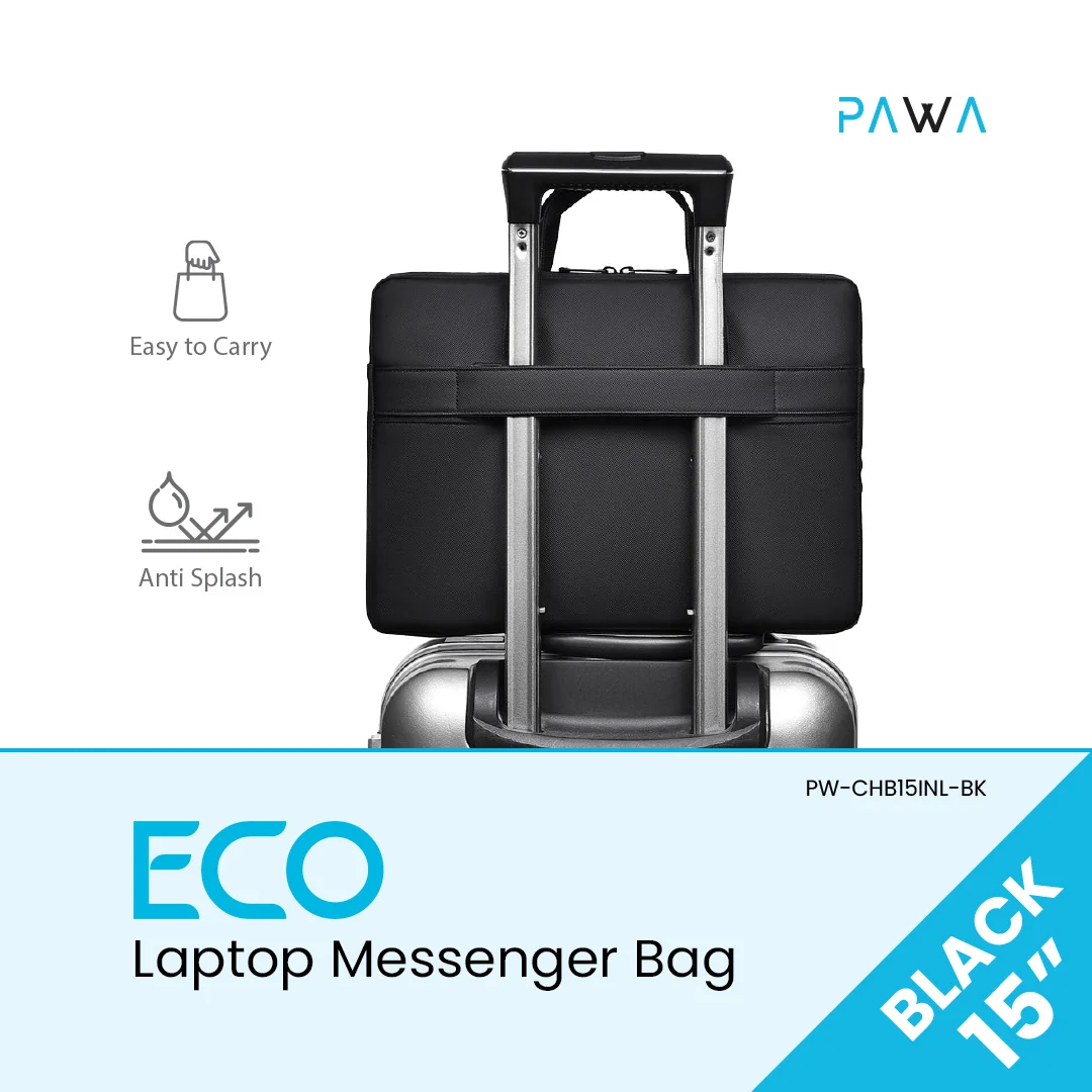 PAWA ECO LAPTOP MESSENGER BAG 15 INCH BLACK PW-CHB15INL-BK thumbnail 7