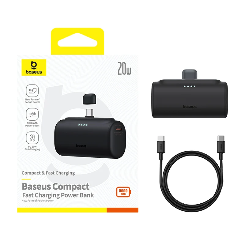 BASEUS COMPACT FAST CHARGING POWER BANK TYPE C EDITION 5000MAH 20W CLUSTER BLACK P10068306113-00-BK thumbnail 7