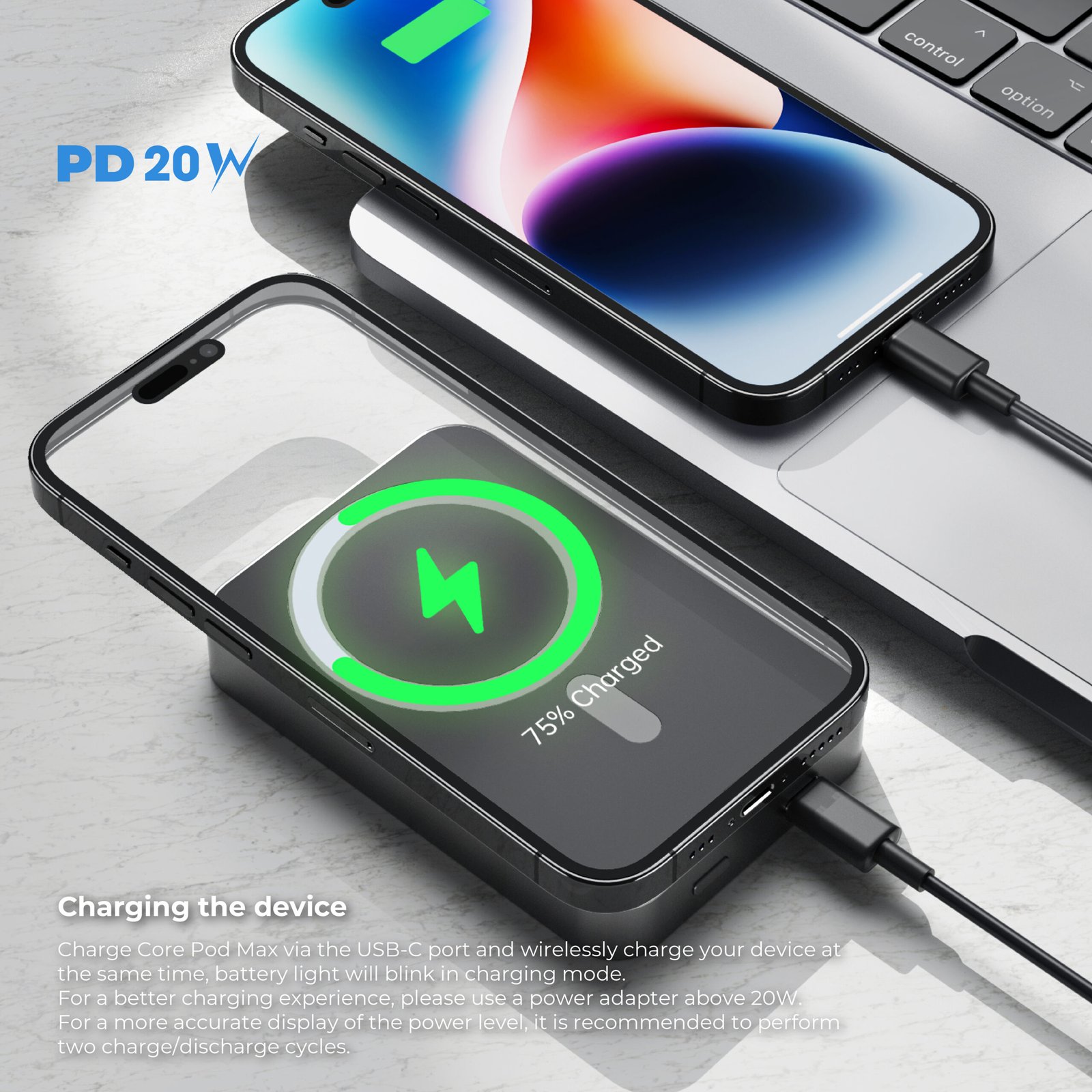 BLUPEBBLE 15W CORE POD MAX 10000MAH MAGSAFE POWER BANK GREY BP-CPMAX10000-SG thumbnail 19