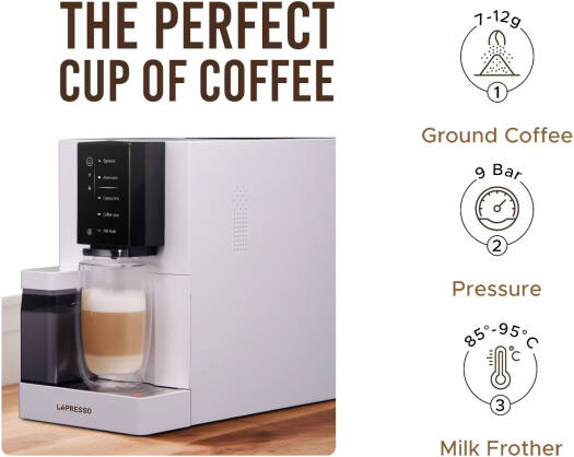 LEPRESSO BREVISSIMO AUTOMATIC COFFEE MACHINE WHITE LPCFFBAC0046WH thumbnail 9