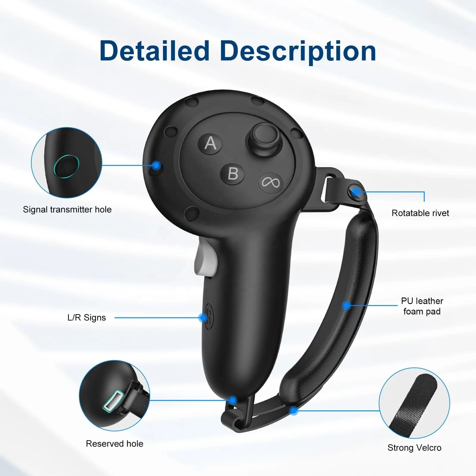 BLUPEBBLE ELITE SILICON HAND GRIP COVER FOR META QUEST 3 BLACK BP-VRQ3GRIP-BK thumbnail 9