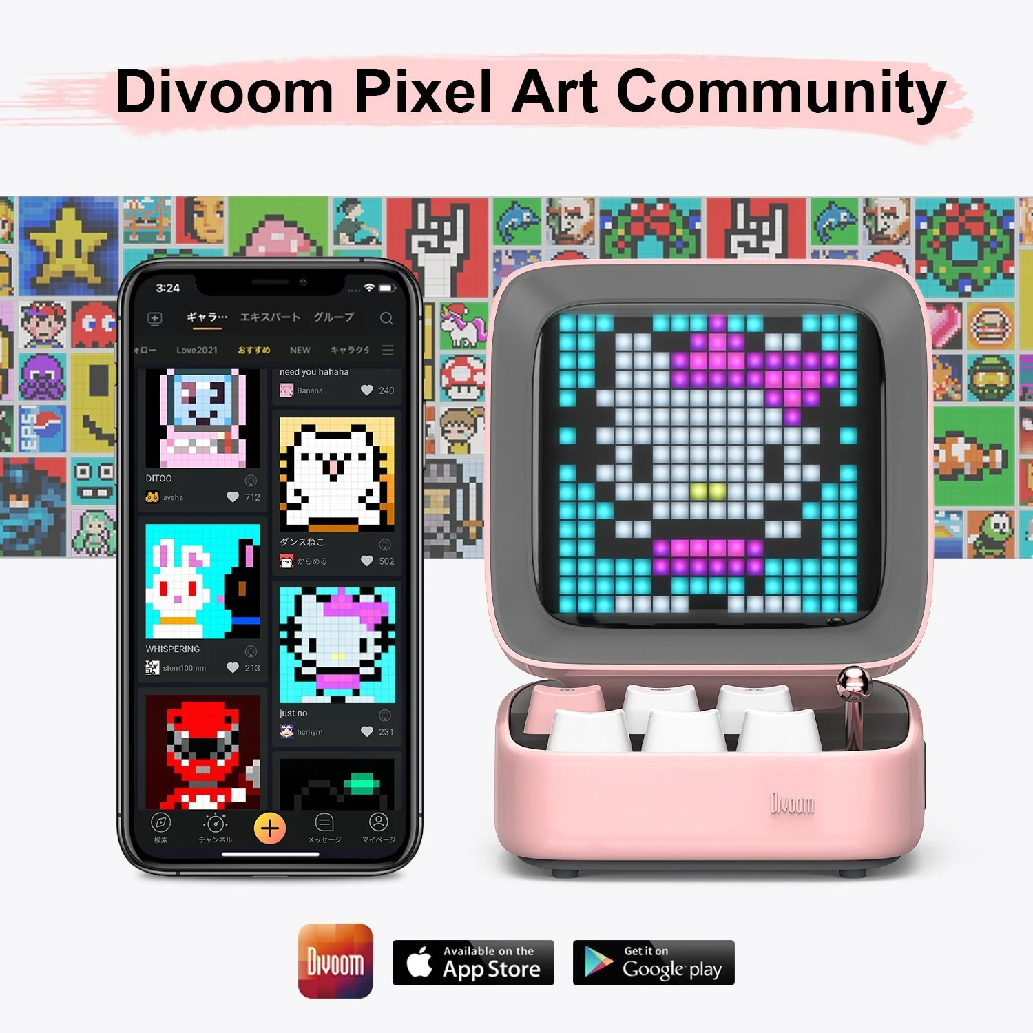 DIVOOM DITOO PRO RETRO PIXEL ART BLUETOOTH SPEAKER WITH RGB MECHANICAL KEYBOARD PINK thumbnail 15