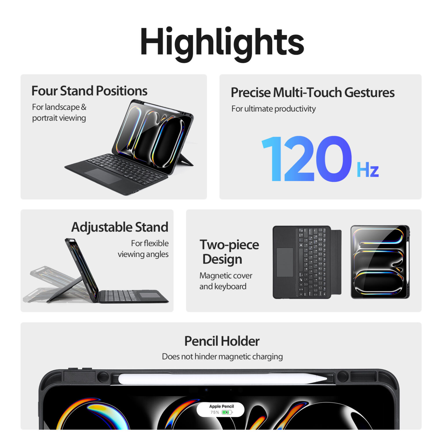 DUXDUCIS IPAD PRO 13 INCH MAGNETIC FOLIO KEYBOARD BLACK ALBYBG-006 thumbnail 8