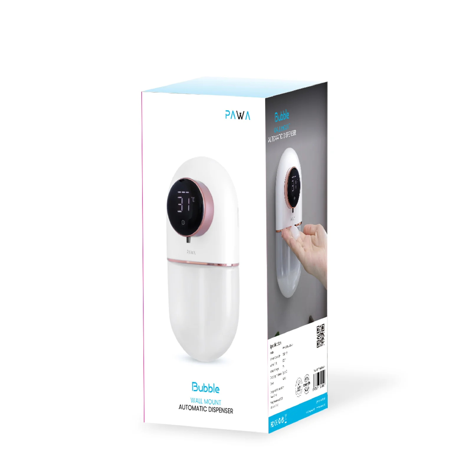 PAWA BUBBLE WALL MOUNT AUTOMATIC DISPENSER WHITE PW-LSFTPWMT-WH thumbnail 7