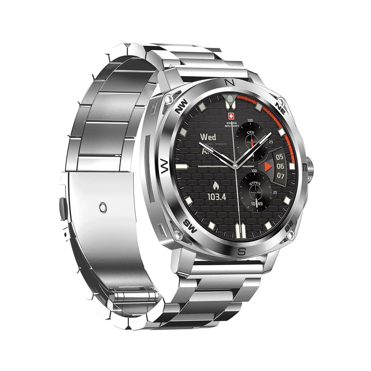 SWISS MILITARY DOM 4 WATCH WITH METAL/SILICONE STRAPS thumbnail 3