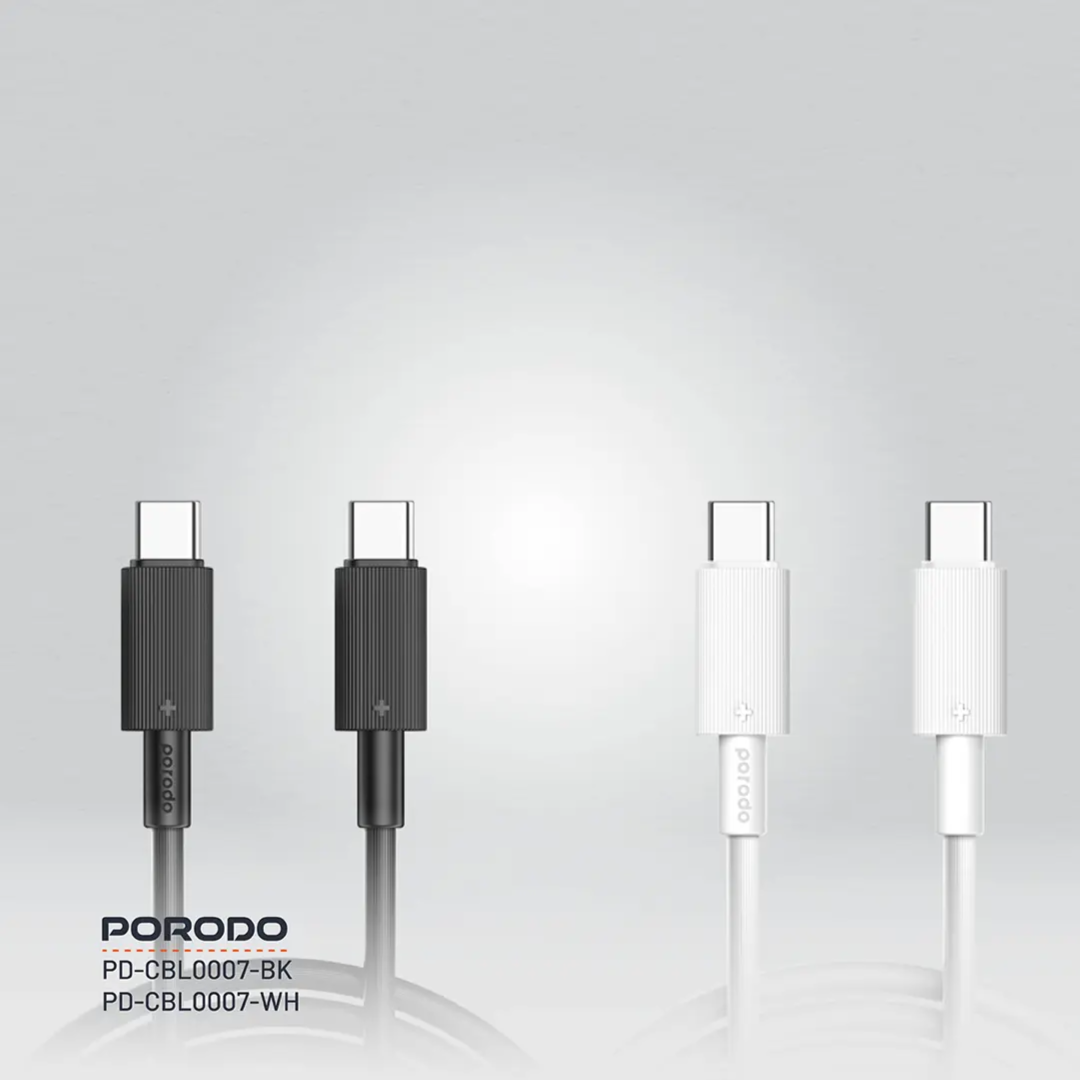 PORODO USB C TO USB C DURABLE CHARGING CABLE PD60W 1.2M WHITE PD-CBL0003-WH thumbnail 3
