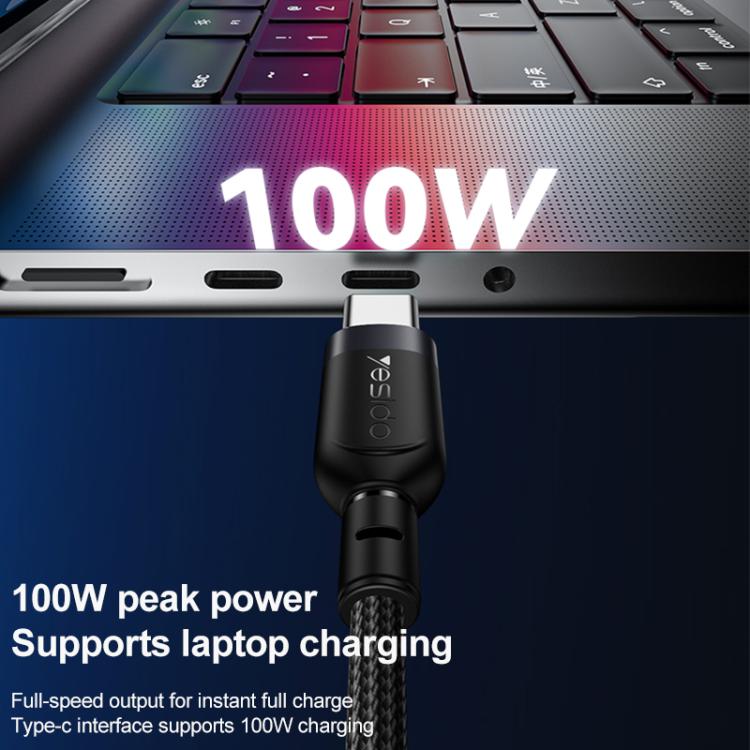 YESIDO 2 IN 1 TYPE C TO DUAL TYPE C CABLE 100W BLACK CA92 thumbnail 8