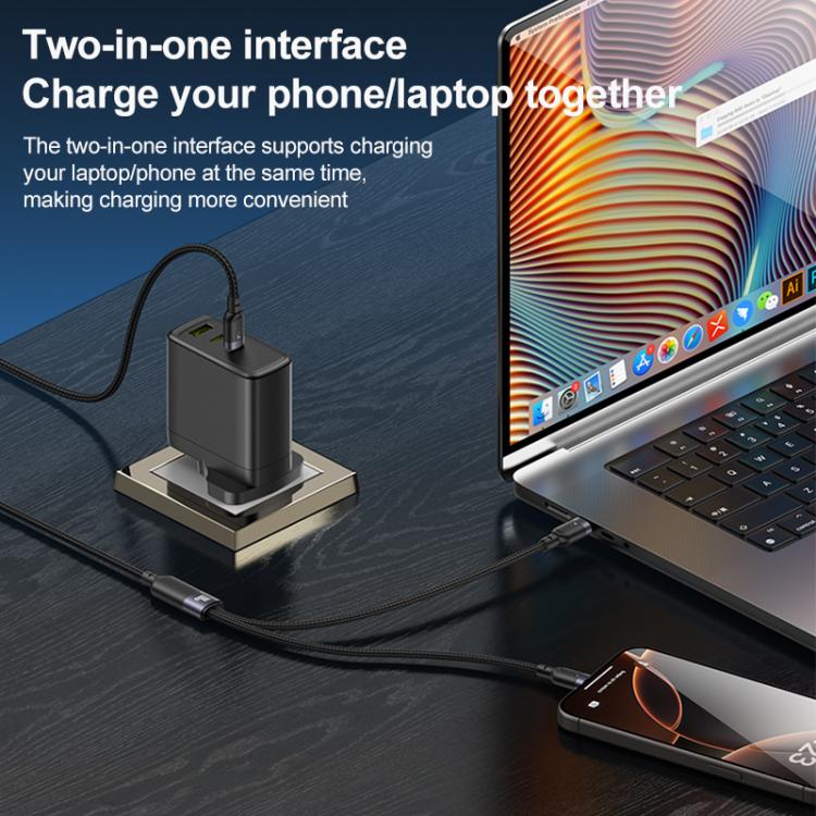 YESIDO 2 IN 1 TYPE C TO DUAL TYPE C CABLE 100W BLACK CA92 thumbnail 7