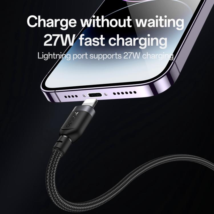 YESIDO 2 IN 1 TYPE C TO LIGHTNING AND TYPE C CABLE BLACK CA90 thumbnail 15