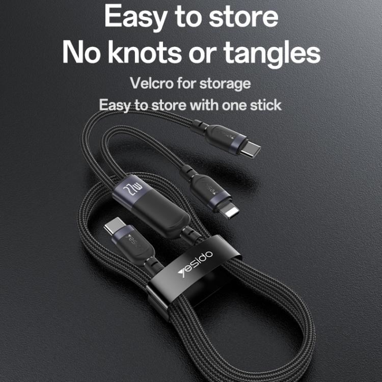 YESIDO 2 IN 1 TYPE C TO LIGHTNING AND TYPE C CABLE BLACK CA90 thumbnail 10