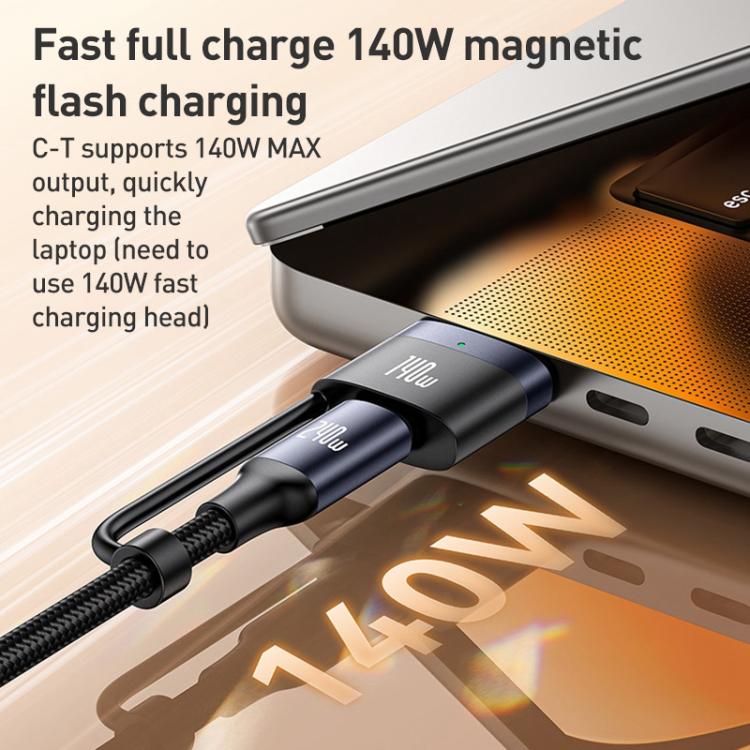 YESIDO 2 IN 1 TYPE C TO TYPE C MAGNETIC CABLE 240W BLACK CA197 thumbnail 14