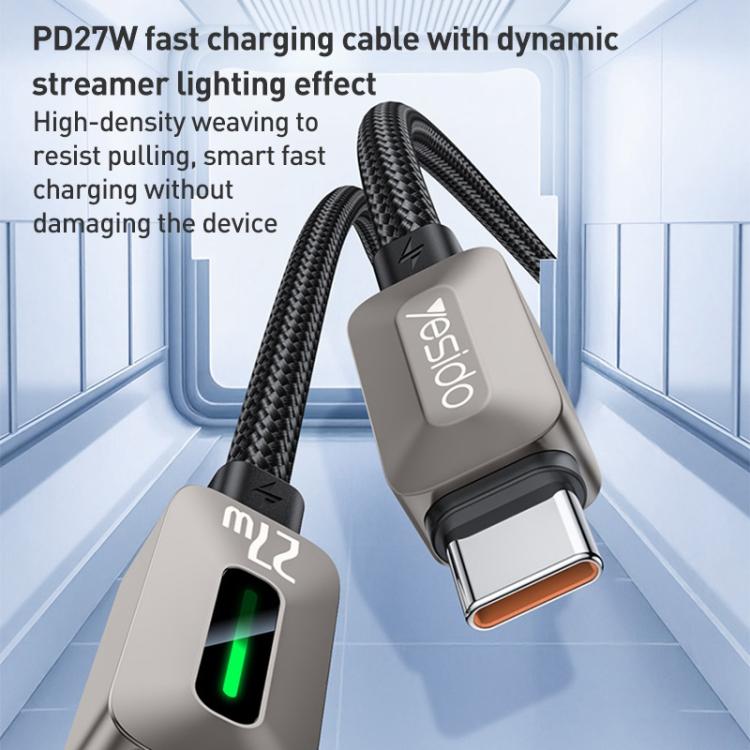 YESIDO PD FAST CABLE  27W TYPE C TO LIGHTNING GREY CA199 thumbnail 19