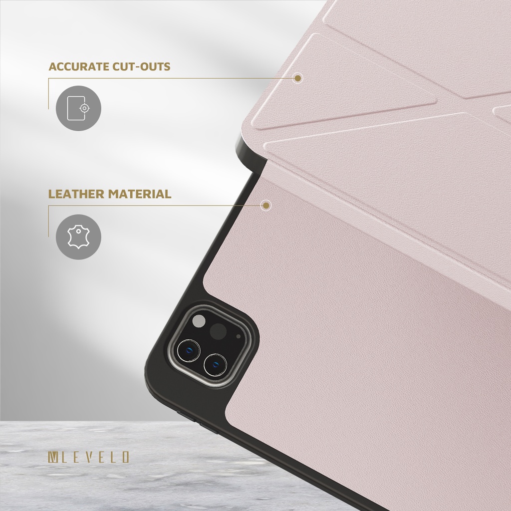 LEVELO IPAD PRO 11 INCH ELEGANT HYBRID LEATHER MAGNETIC CASE PINK LVLELGP11PK thumbnail 9