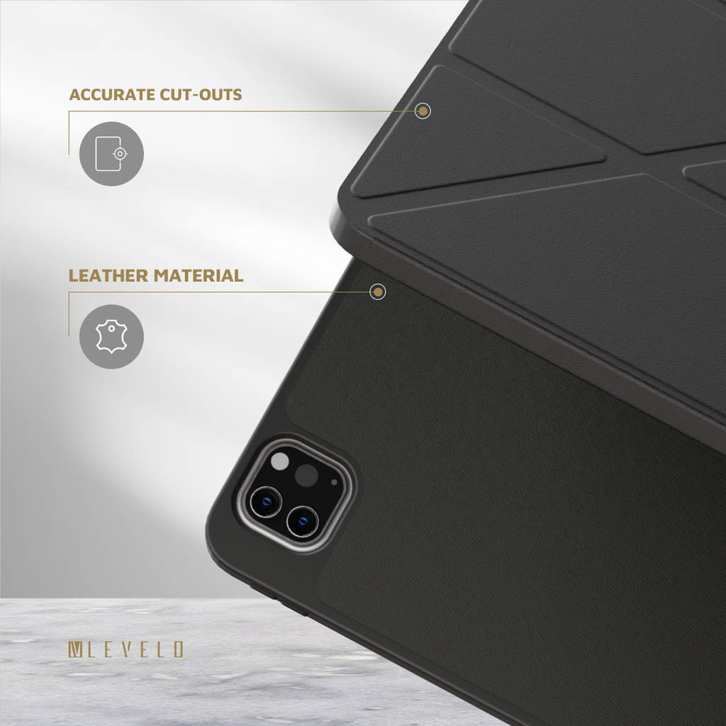 LEVELO ELEGANTE IPAD AIR 10.2 HYBRID LEATHER MAGNETIC CASE BLACK LVLELGP12BK thumbnail 7