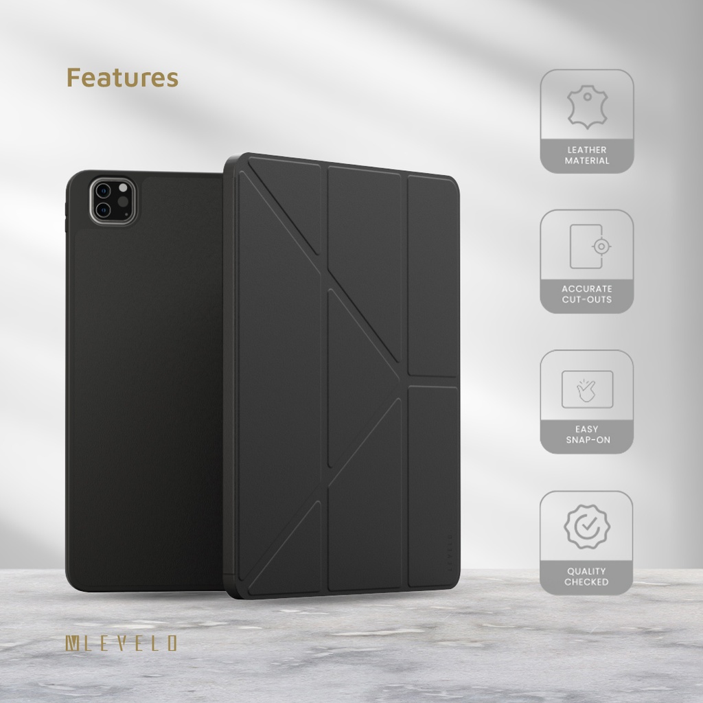 LEVELO ELEGANTE IPAD AIR 10.2 HYBRID LEATHER MAGNETIC CASE BLACK LVLELGP12BK thumbnail 6