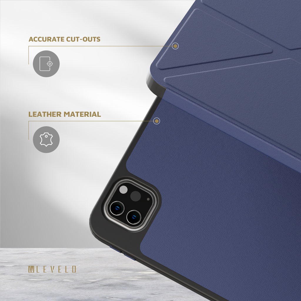 LEVELO ELEGANTE IPAD AIR 10.2 HYBRID LEATHER MAGNETIC CASE BLUE LVLELGP12BU thumbnail 7