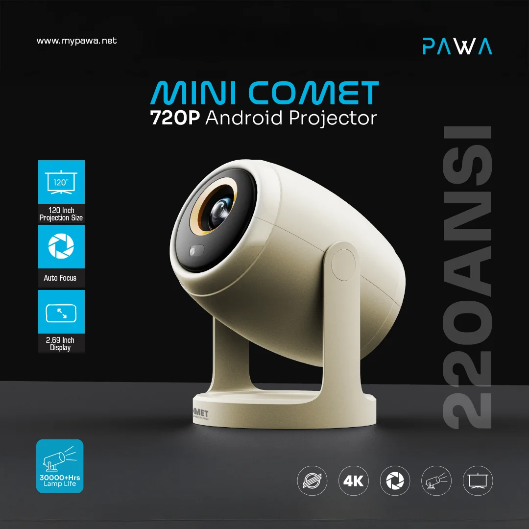 PAWA MINI COMET 720P ANDROID PROJECTOR WITH 220ANSI LUMENS BEIGE PW-PPRJ7218-BG thumbnail 4