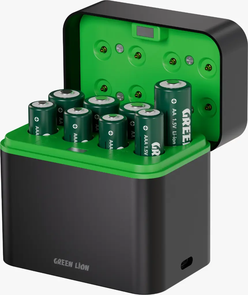 GREEN LION RECHARGEABLE 4*AA + 4*AAA BATTERY DOCK USB-C BLACK GNRB4A43APBK thumbnail 5