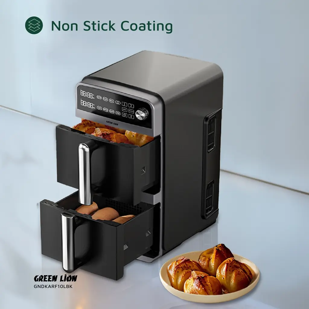 GREEN LION DOUBLE DECKER AIR FRYER 10L BLACK GNDKARF10LBK thumbnail 14