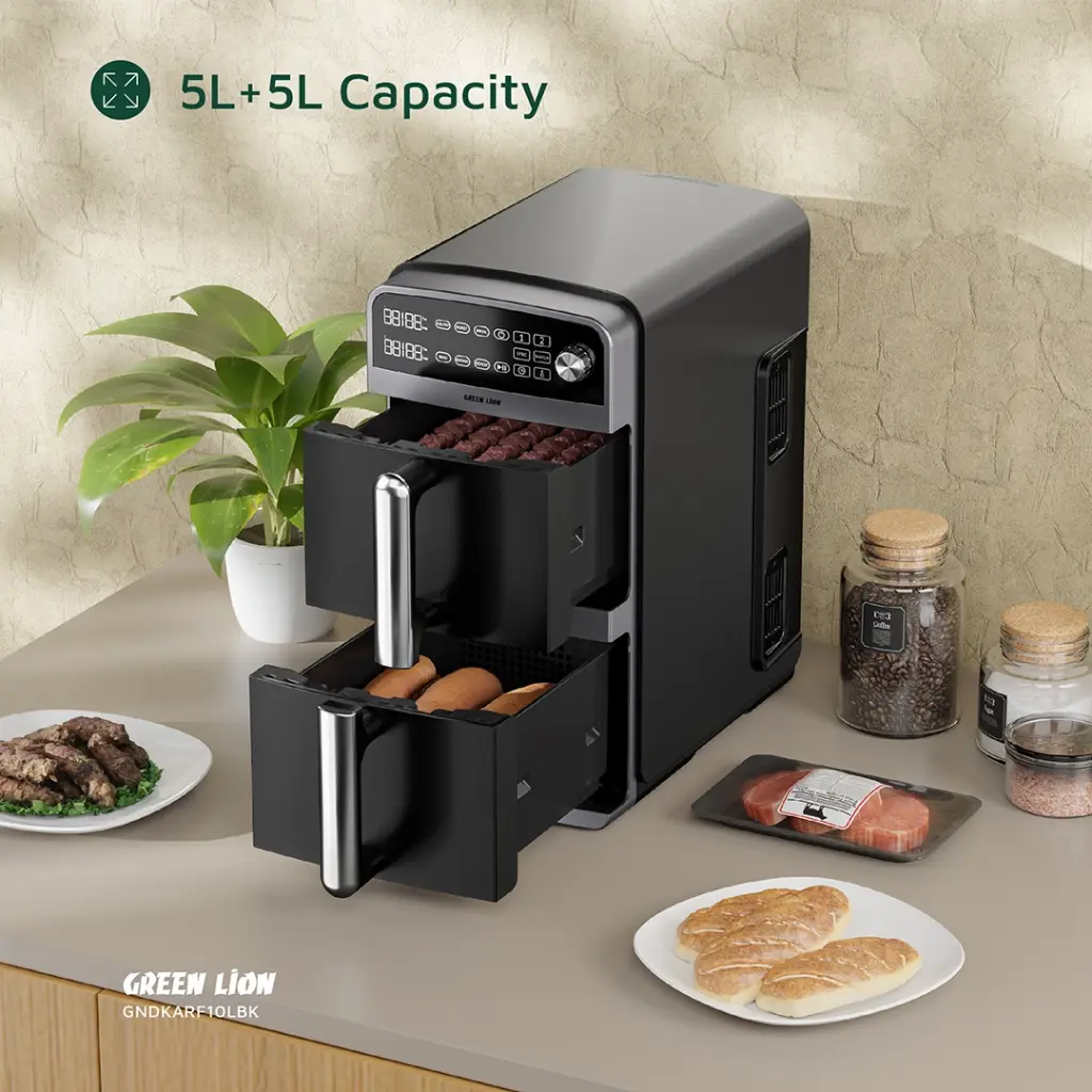 GREEN LION DOUBLE DECKER AIR FRYER 10L BLACK GNDKARF10LBK thumbnail 13