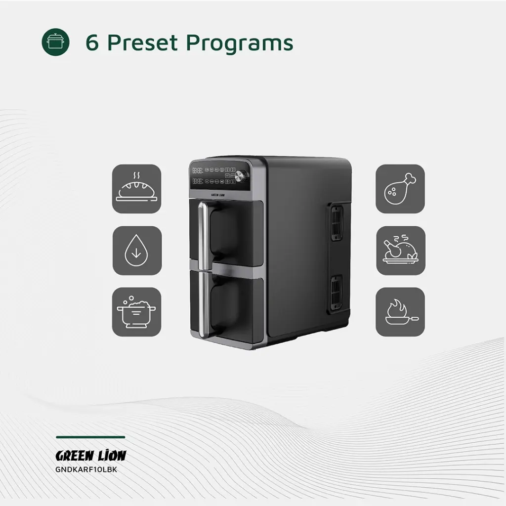 GREEN LION DOUBLE DECKER AIR FRYER 10L BLACK GNDKARF10LBK thumbnail 12