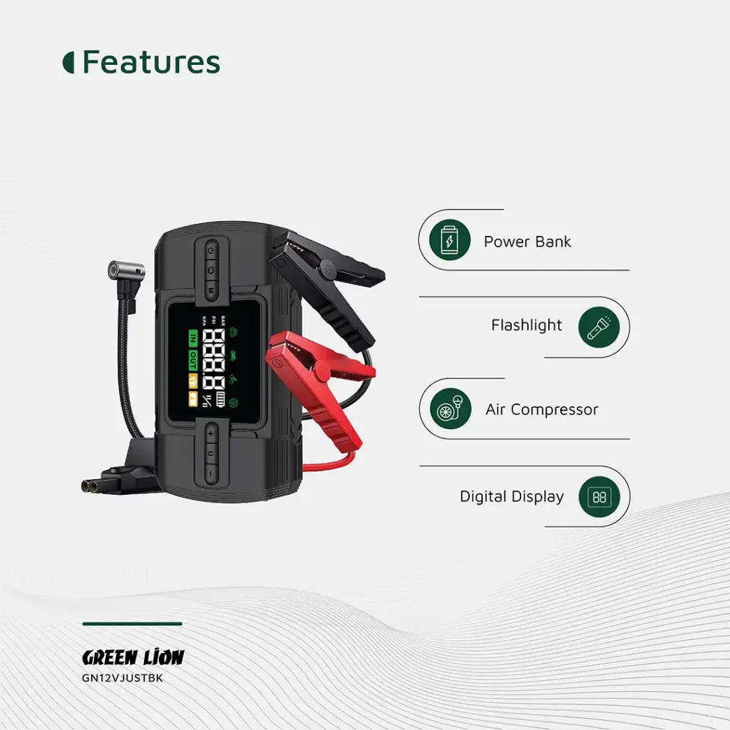 GREEN LION 12V JUMP STARTER 12000 MAH BLACK GN12VJUSTBK thumbnail 9