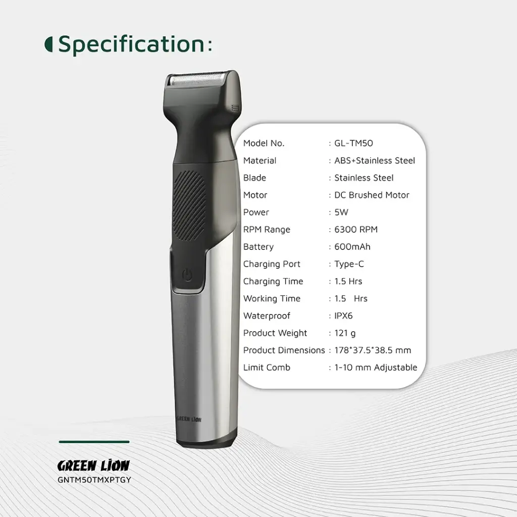 GREEN LION 3 IN 1 EXPERT HAIR TRIMMER & SHAVER BLACK GNTM50TMXPTGY thumbnail 10