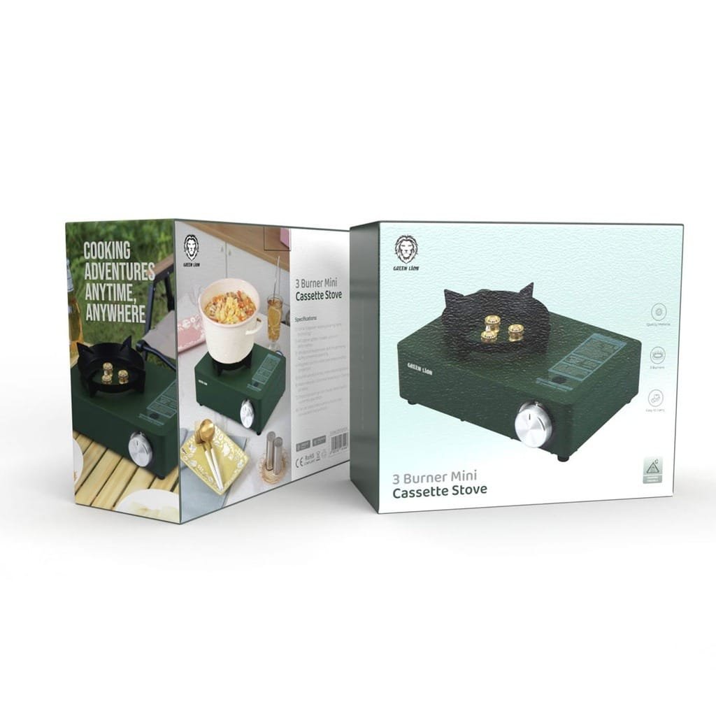 GREEN LION 3 MINI BURNER CASSETTE STOVE GREEN GN3BCSTSTOVGN thumbnail 4