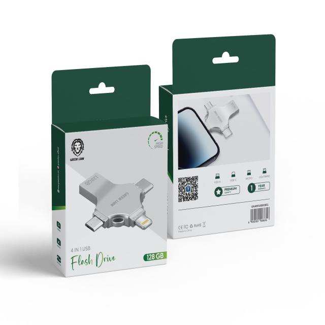 GREEN LION 4 IN 1 USB FLASH DRIVE 128GB SILVER GN4IN1USB128SL thumbnail 5