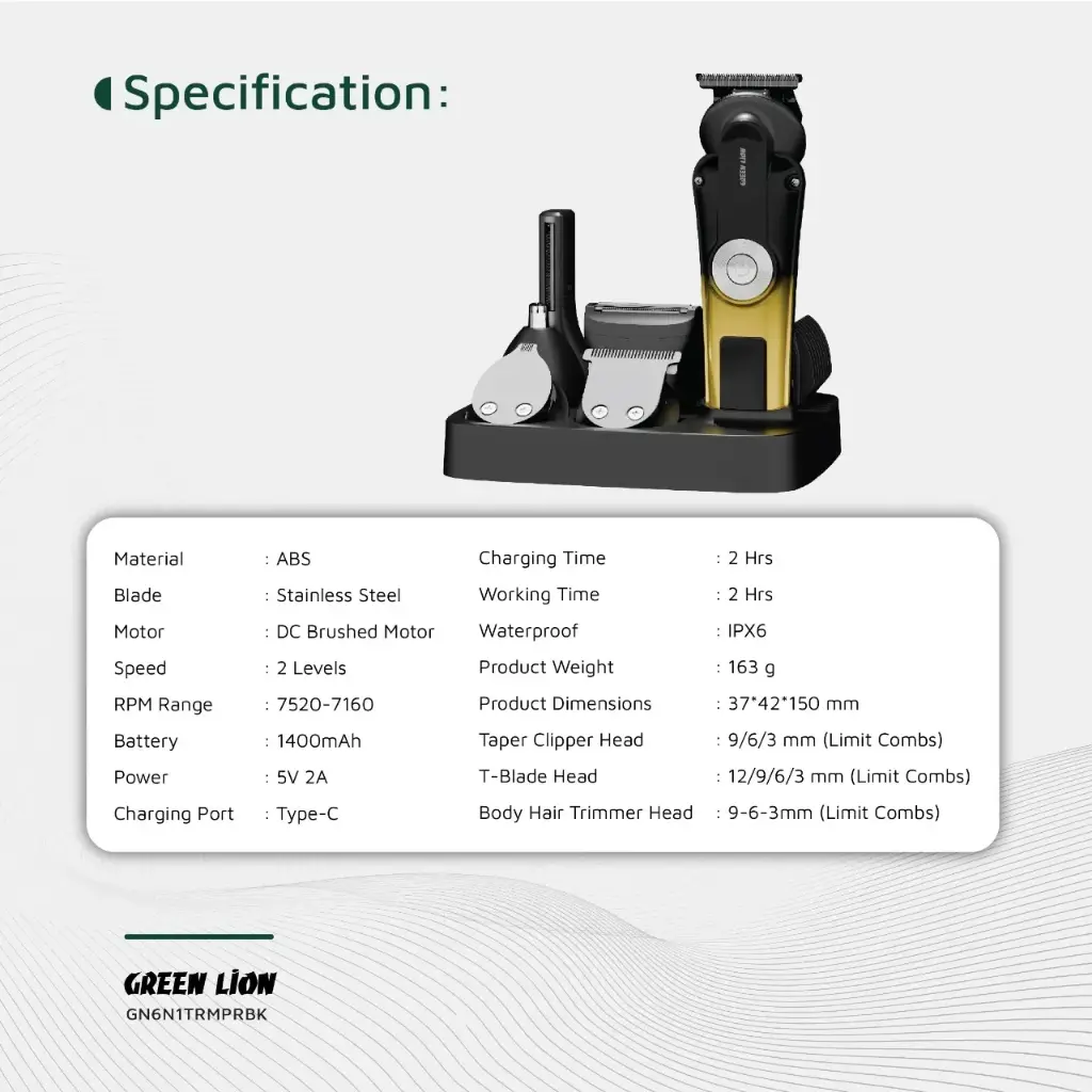GREEN LION 6 IN 1 TRIM PRO GROOMING KIT BLACK GN6N1TRMPRBK thumbnail 11