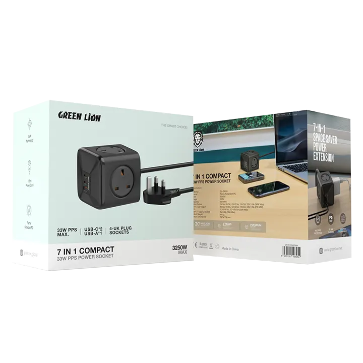 GREEN LION 7 IN 1 COMPACT 33W PPS POWER SOCKET BLACK GN7N133WPSBK thumbnail 5