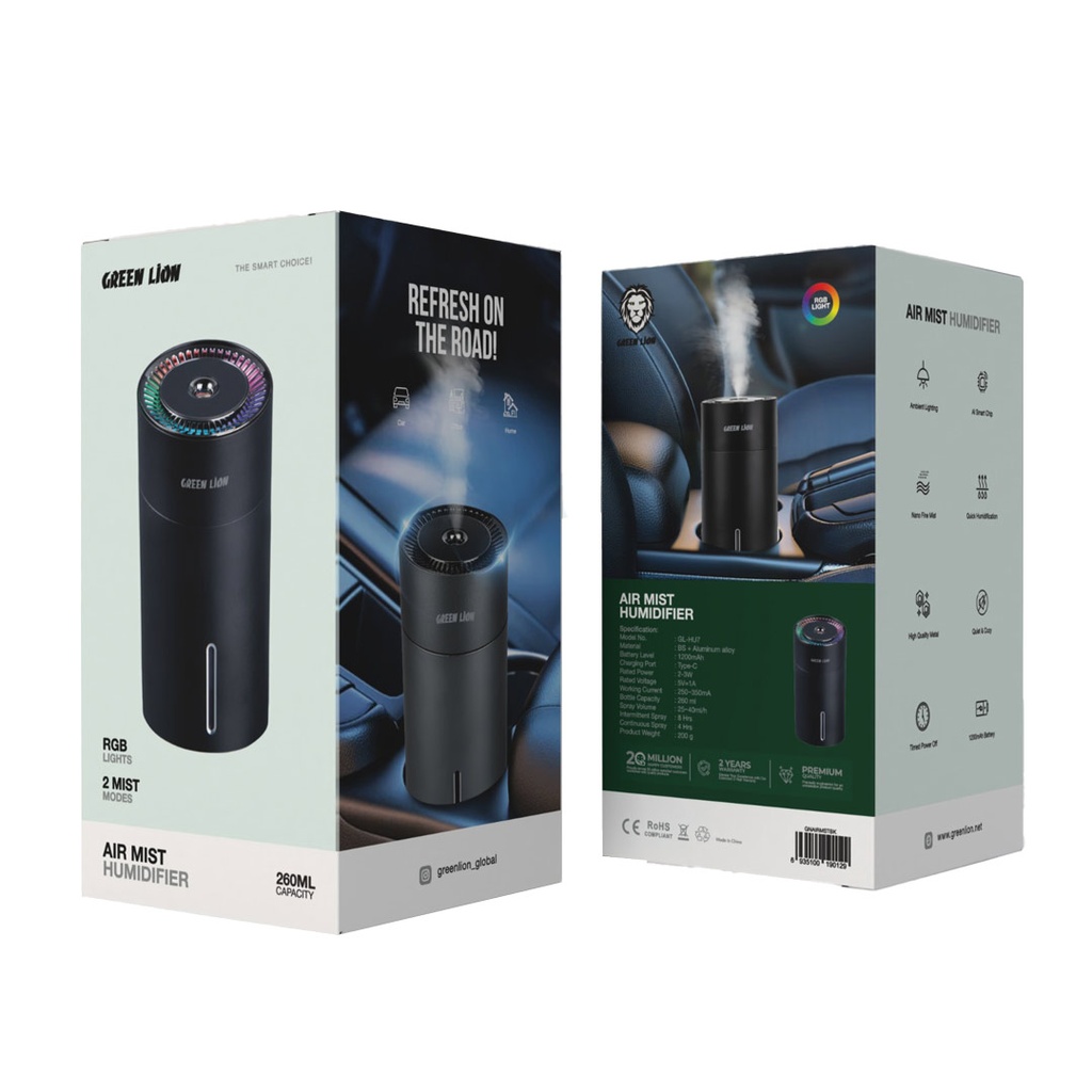 GREEN LION AIR MIST HUMIDIFIER 260ML BLACK GNAIRMSTBK thumbnail 3