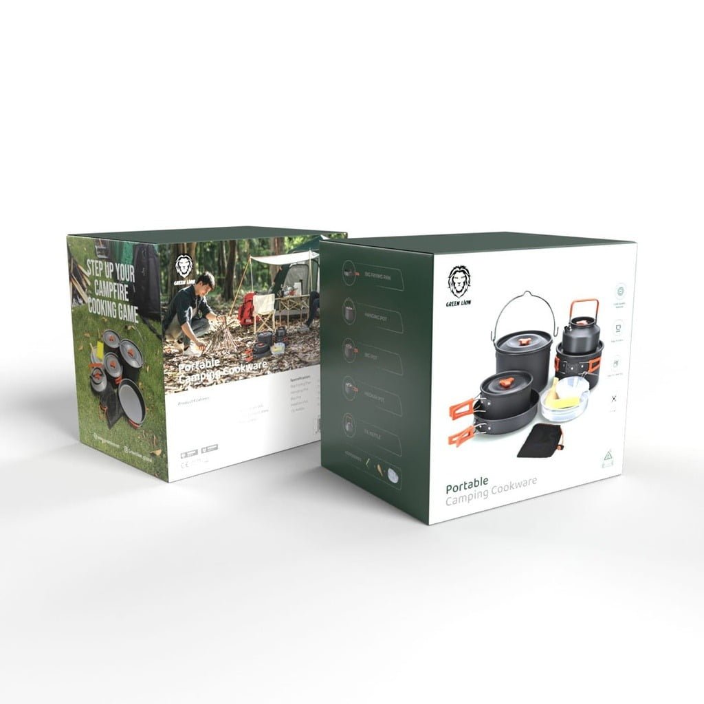 GREEN LION PORTABLE CAMPING COOKWARE SET ORANGE BLACK GNCMPCKSETOBK thumbnail 3